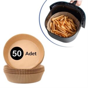 50 Adet Air Fryer Pişirme Kağıdı Tek Kullanımlık Hava Fritöz Yağ Geçirmez Yapışmaz Tabak Model (5286)