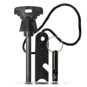 Acil Durum Magnezyum Çubuk Çakmaktaşı Hayatta Kalma Ateş Başlatıcı Çakmak Kiti Düdük Hediyeli (5286)