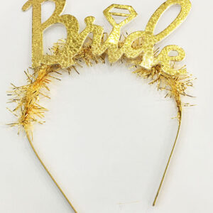 Altın Renk Bekarlığa Veda İtalik Yazı Alyanslı Bride Taç (5286)