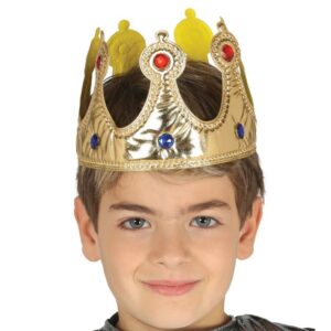 Altın Renk Kumaş Malzemeden İmal Yetişkin ve Çocuk Kral Tacı 55 cm (5286)