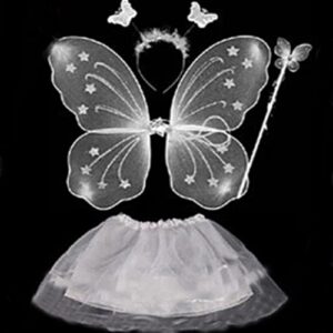 Beyaz Kelebek Kostümü - Beyaz Kelebek Kostüm Aksesuar Seti 4 Parça (5286)