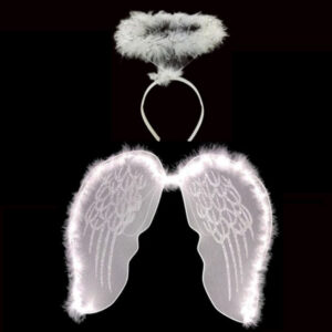 Beyaz Otrişli Dantel Tüllü Peri Kanadı ve Peri Tacı Seti 45x40 cm (5286)