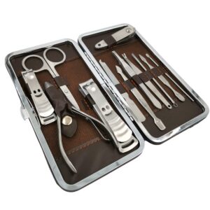 Çantalı Manikür Pensi Profesyonel ve Manikür Pedikür Seti 13 Parça Tırnak Eti İtici Ve Cımbız (5286)