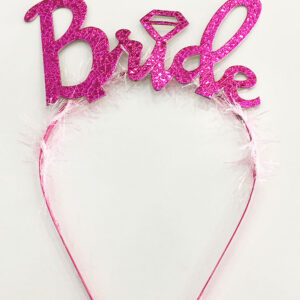 Fuşya Renk Bekarlığa Veda İtalik Yazı Alyanslı Bride Taç (5286)
