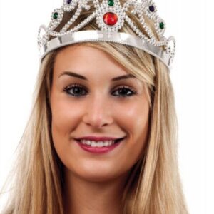 Gümüş Renk Plastik Prenses Tacı Kraliçe Tacı 60 cm (5286)