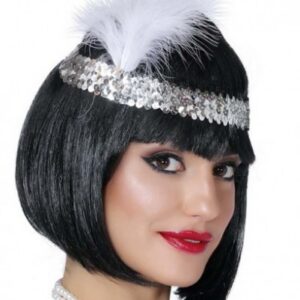 Gümüş Renk Tüylü Çarliston Saç Bandı Kafa Bandı (5286)