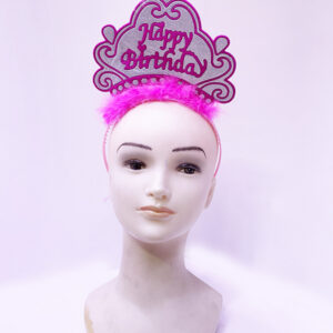 Happy Birthday Neon Pembe Renk Doğum Günü Tacı 24x15 cm (5286)