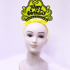 Happy Birthday Neon Sarı Renk Doğum Günü Tacı 24x15 cm (5286)
