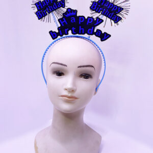 Happy Birthday Yazılı Püsküllü Neon Mavi Renk Doğum Günü Tacı 22x19 cm (5286)