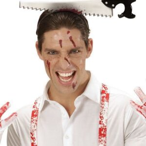 Kafaya Saplanmış Halloween Kanlı Testere Şaka Tacı (5286)