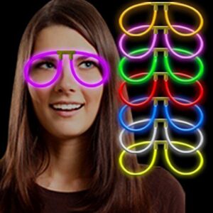 Karanlıkta Parlayan Fosforlu Glow Gözlük Fosforlu Renkli Gözlük 6 Adet (5286)