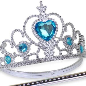 Karlar Ülkesi Mavi Kalpli Taşlı Elsa Tacı (5286)