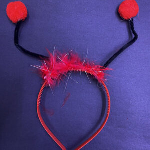 Kırmızı Ponponlu Gösteriler İçin Plastik Uğur Böceği Tacı (5286)