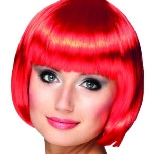 Kırmızı Renk Parti Peruğu Küt Saç (5286)