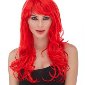Kırmızı Renk Uzun Dalgalı Parti Peruğu (5286)