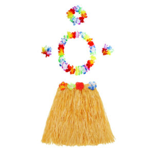 Luau Aloha Hawaii Kolye Etek Taç ve Bileklik Seti Turuncu (5286)