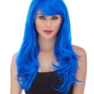Mavi Renk Uzun Dalgalı Parti Peruğu (5286)