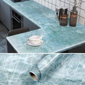Mermer Desenli Masa Tezgah Mutfak Su Geçirmez Yapışkanlı Folyo Sticker Mavi 5x0,6m (5286)