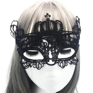 Siyah Renk Dantel İşlemeli Örgülü Parti Maskesi Model 6 (5286)