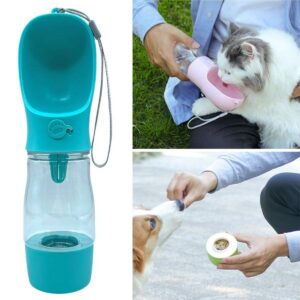 Taşınabilir Mama Hazneli Evcil Hayvan Suluğu Seyahat Kabı Kilitlenebilen Su Sızdırmaz 380ML (5286)