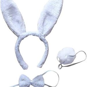 Tavşan Kostüm Seti Taç Papyon Kuyruk Beyaz Renk (5286)