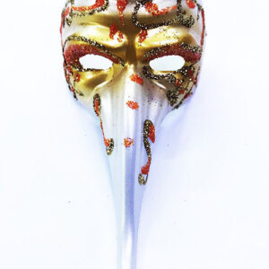 Turuncu Renk İşlemeli Seramik Malzemeden İmal Venedik Uzun Maske Magnet (5286)