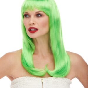 Yeşil Renk Uzun Düz Parti Peruğu (5286)