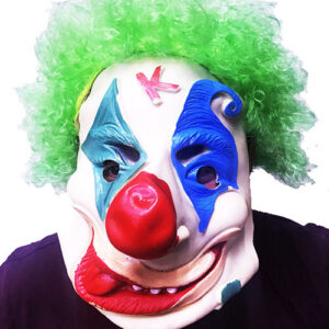 Yeşil Renk Afro Bonus Peruklu Palyaço Lateks Et Maske (5286)