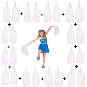 12 Çift ( 24 Adet ) Beyaz Renk 23 Nisan 19 Mayıs 29 Ekim Okul Gösteri Ponponları (5286)