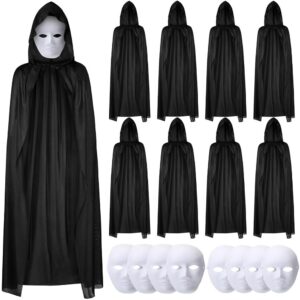 120 cm Siyah Kapüşonlu Pelerin ve Boyanabilir Karton Maske 8’li Set (5286)