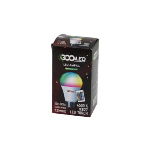 12W KUMANDALI RGB=RENKLİ LED AMPUL E27 5450 LUMEN 6500K 15000 SAAT ÖMÜR (5286)
