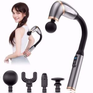 ANKAVERSE® 4 Farklı Başlıklı Uzun Saplı Derin Doku Masaj Tabancası, Boyun, Omuz ve Sırt için Ergonomik Saplı Çoklu Masaj Modlu Taşınabilir Masaj Aleti