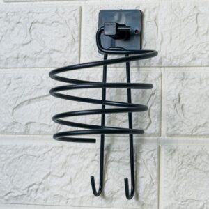 ANKAVERSE® Kendiliğinden Yapışkanlı Siyah Paslanmaz Metal Fön Makinesi Askısı Saç Kurutma Makinesi Tutacağı