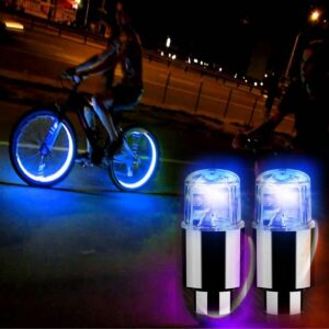 ANKAVERSE® Araç ve Bisiklet İçin 2’li Mavi LED Hava Valfi Işık Kapakları–Gece Parlayan Lastik Lambası Sibop Kapağı