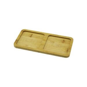 2 BÖLMELİ DİKDÖRTGEN AHŞAP BAMBU YAĞDANLIK ALTLIK MİNİ TEPSİ 20X10X0.8CM (5286)
