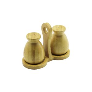 2 PCS - ŞİŞE MODELİ AHŞAP BAMBU TUZLUK - BAHARATLIK TUTACAKLI AHŞAP STAND (5286)
