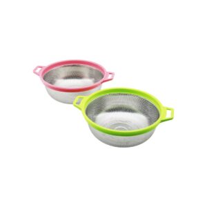 21CM RENKLİ PLASTİK ÇERÇEVE - KULPLU ÇELİK SEPET METAL SÜZGEÇ (5286)