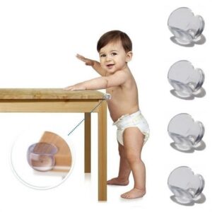 ANKAVERSE® Bebek Çocuk Yumuşak ve Esnek Dairesel Şeffaf Yapışkanlı Güvenlik Köşe Koruyucu (4 Adet)