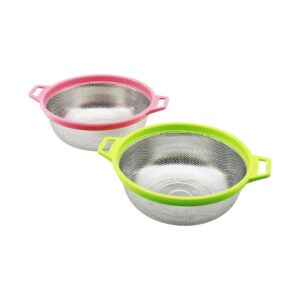 24CM RENKLİ PLASTİK ÇERÇEVE - KULPLU ÇELİK SEPET METAL SÜZGEÇ (5286)