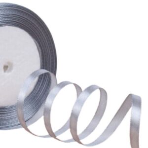 Saten Kurdele 1 cm 10 Metre Açık Gri