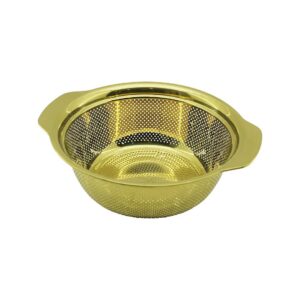 27CM GOLD PASLANMAZ METAL SEPET SÜZGEÇ KENDİNDEN KULPLU (5286)