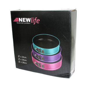 3 PARÇA  YUVARLAK - RENKLİ KELEPÇELİ METAL KEK KALIP 24-26-28CM (5286)