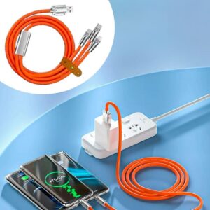 3 Şarj Aleti 1 Arada Çinko Alaşım Hızlı Şarj Kablosu Turuncu (5286)