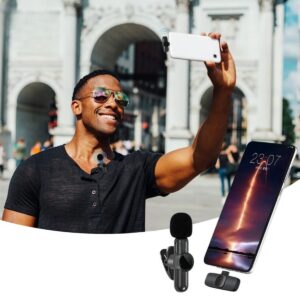 ANKAVERSE® Type C Uyumlu İphone Dönüştürücülü Kablosuz Yaka Mikrofonu Android ve İphone Uyumlu Mini Mikrofon