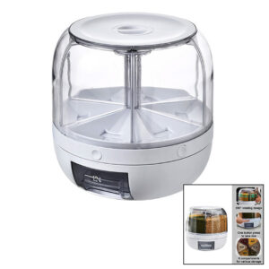 360° DÖNEBİLEN GIDA ORGANİZERİ 6 BÖLMELİ - 6KG. OTOMATİK DÜĞME MUSLUK (5286)