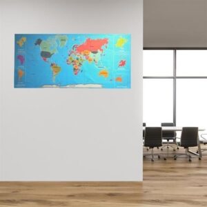 ANKAVERSE® Renkli Atlas Dünya Haritası Manyetik Yapıştırıcı Gerektirmeyen Duvar Stickerı 118 CM * 56 CM