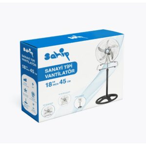 3İN1 KULLANIM 18 İNÇ 45 CM SANAYİ TİPİ AYAKLI VANTİLATÖR 5-METAL PERVANE 3-KADEME HIZ 75WY:150CM FAN (5286)