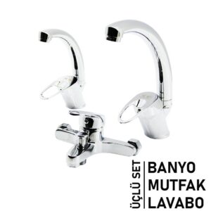 3LÜ SET   BANYO - EVYE MUTFAK - LAVABO   AÇ KAPA  MİX BATARYA MUSLUK (5286)