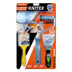 3PCS  NALBUR - BOYACI SET  SPATULA - KESTİRME FIRÇA - BOYA RULO 20CM (5286)