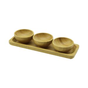 3PCS - SUNUM TEPSİLİ MİNİ - ÇAP: 6CM AHŞAP BAMBU LOKUMLUK - ÇEREZLİK KASE (5286)